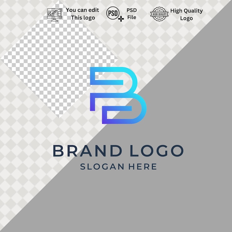 PSD logotipo b minimalista moderno
