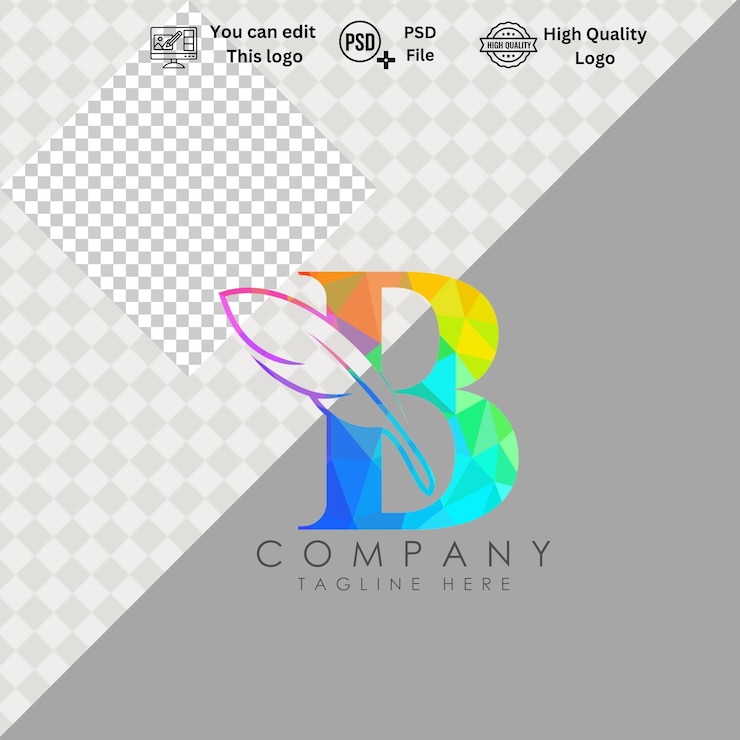 PSD logotipo b minimalista moderno