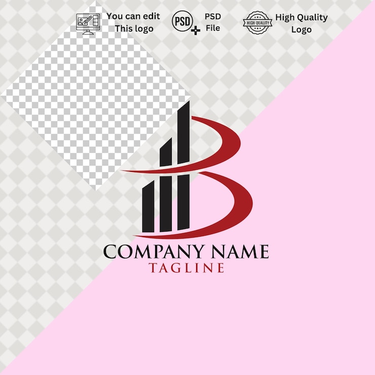 PSD logotipo b minimalista moderno