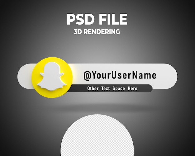 Logotipo de banner del tercer tercio inferior de snipchat renderizado 3d