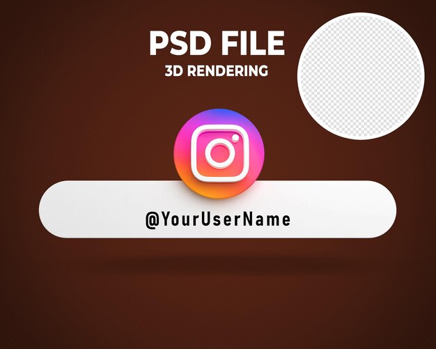 PSD logotipo de banner de tercio inferior de instagram render 3d