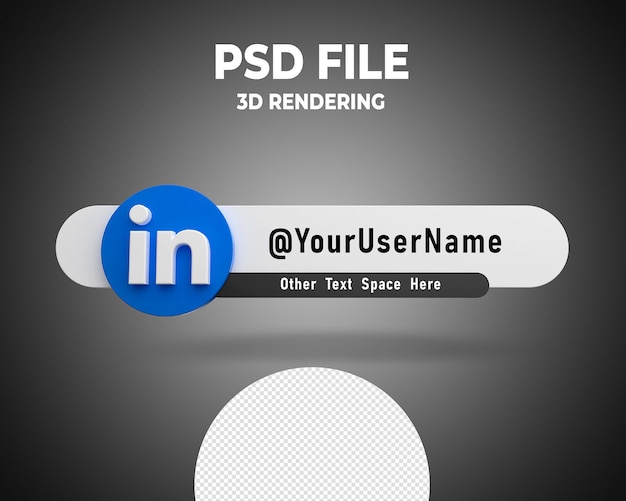 Logotipo de banner de tercio inferior de linkedin render 3d