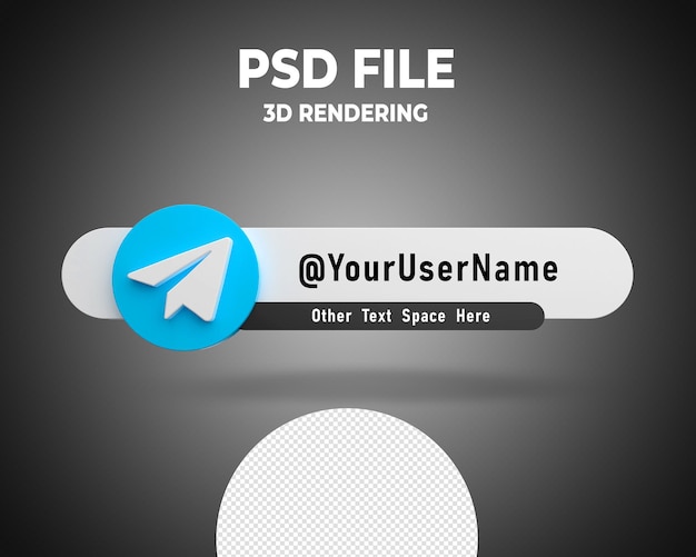 Logotipo de banner del tercio inferior de Telegram Render 3D