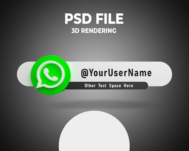 Logotipo de banner de tercio inferior de Whatsapp Render 3D