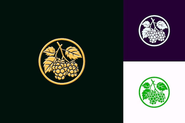 Logotipo de batido de frambuesa de arándano con diseños de bebidas tropicales inspiradas en los arándanos y la frambuesa PNG