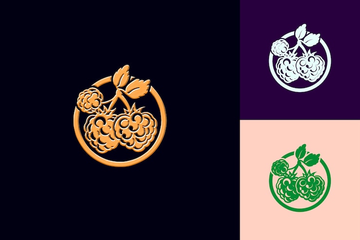 PSD logotipo de batido de frambuesa de arándano con diseños de bebidas tropicales inspiradas en los arándanos y la frambuesa png