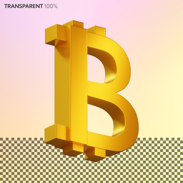 Logotipo de bitcoin dorado 3D