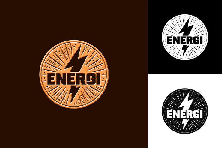 PSD un logotipo en blanco y negro con la palabra energía en él