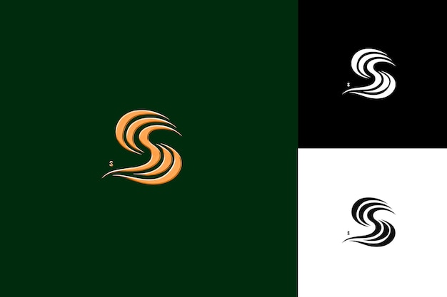 un logotipo blanco y negro con un pez dorado en él