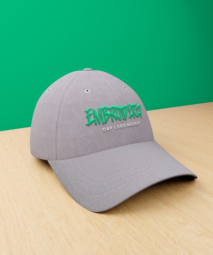 PSD logotipo bordado en la maqueta de la gorra