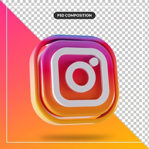 Logotipo brilhante do instagram com design 3d isolado