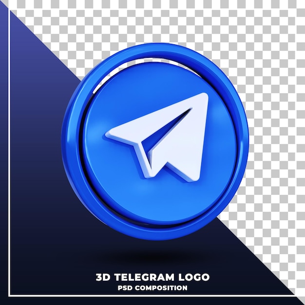 Logotipo brilhante do telegrama isolado renderização de design 3D