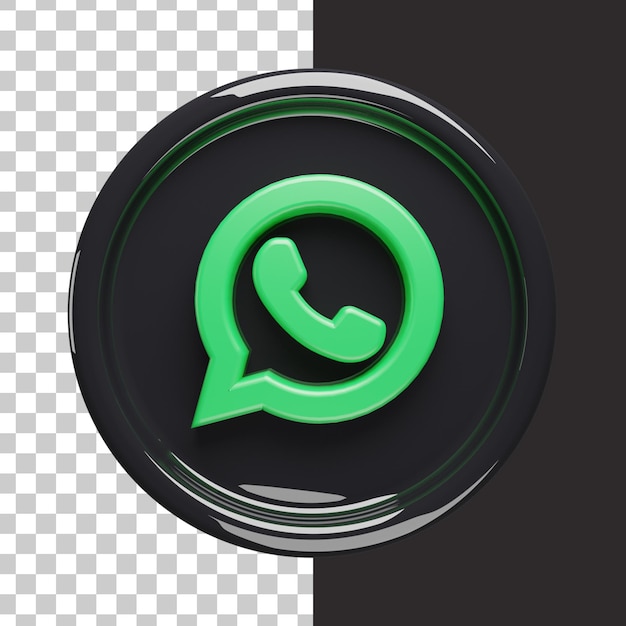 PSD logotipo brilhante do whatsapp em renderização 3d