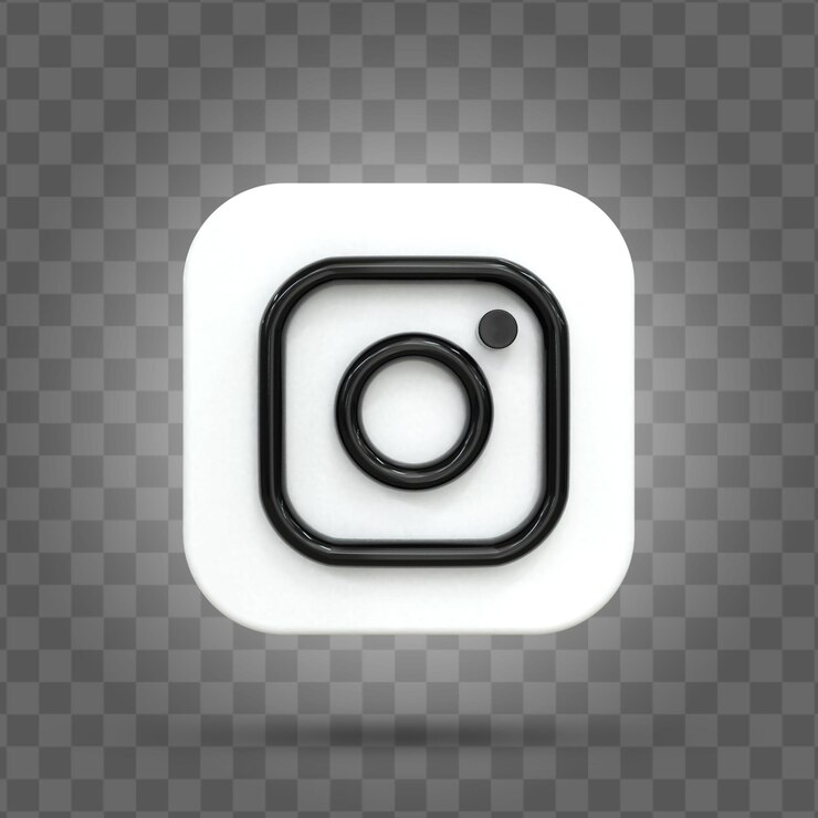PSD logotipo brilhante em preto e branco do instagram e design de ícone de mídia social