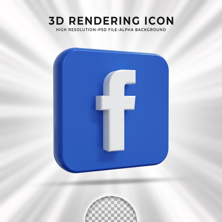PSD logotipo brillante acrílico de facebook e iconos de redes sociales