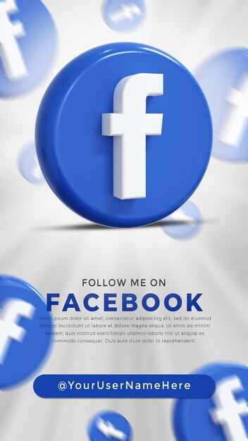 PSD logotipo brillante de facebook e iconos de redes sociales historia