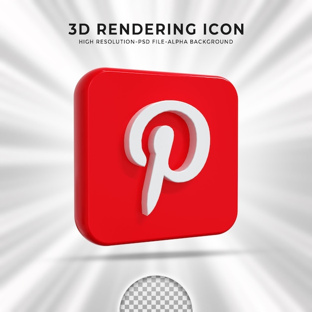 PSD logotipo brillante de pinterest e íconos de redes sociales historia