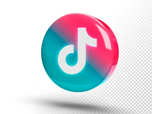 Logotipo brillante de TikTok en un círculo 3D realista
