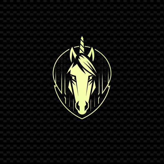 PSD el logotipo del caballo dorado sobre un fondo negro