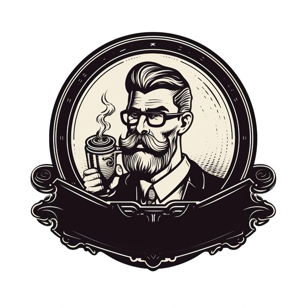 PSD el logotipo del café hipster