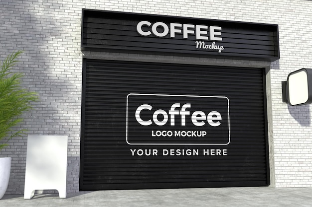 Logotipo de café en maqueta de letrero