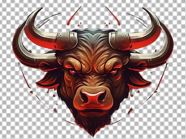 Logotipo de cara de toro en un fondo transparente