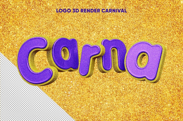 Logotipo de carna de renderizado 3d con lila realista con amarillo