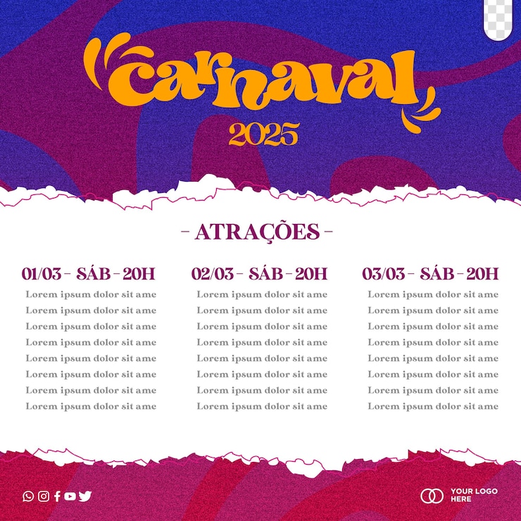 PSD el logotipo del carnaval 3d, promociones del carnaval brasil