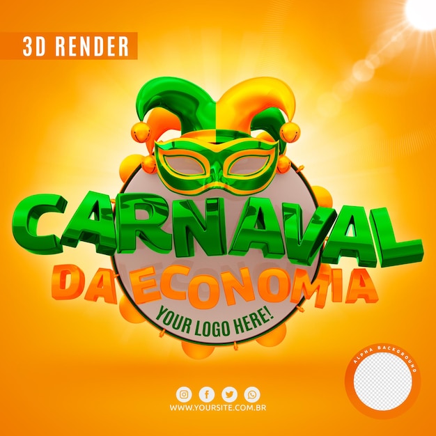 Logotipo de carnaval para empresas en renderizado 3d premium psd