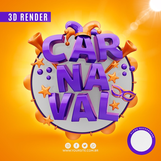 Logotipo de carnaval para empresas en renderizado 3d premium psd