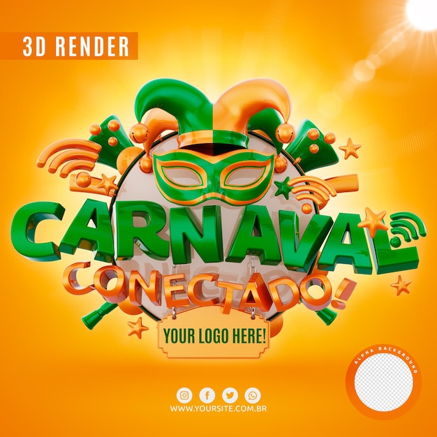 Logotipo de carnaval para empresas en renderizado 3d premium psd