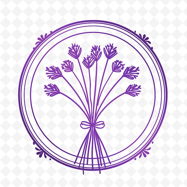 PSD logotipo circular de tallo de cebolla con borde decorativo y colecciones de diseño vectorial de hierbas de la naturaleza vegetal