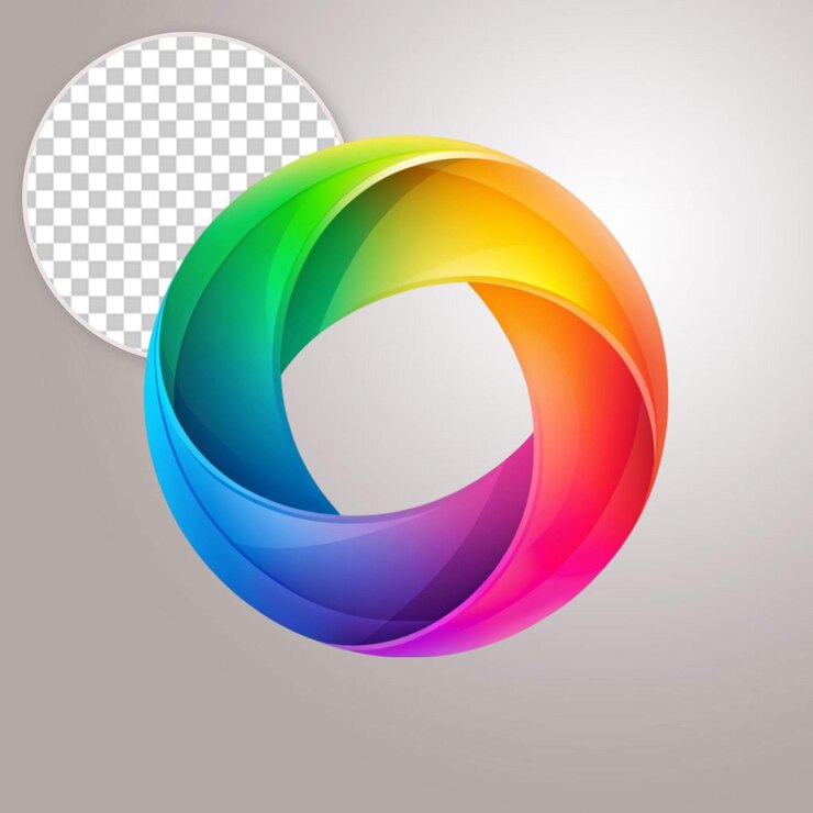 PSD logotipo un círculo una mezcla armoniosa de colores sobre un fondo transparente