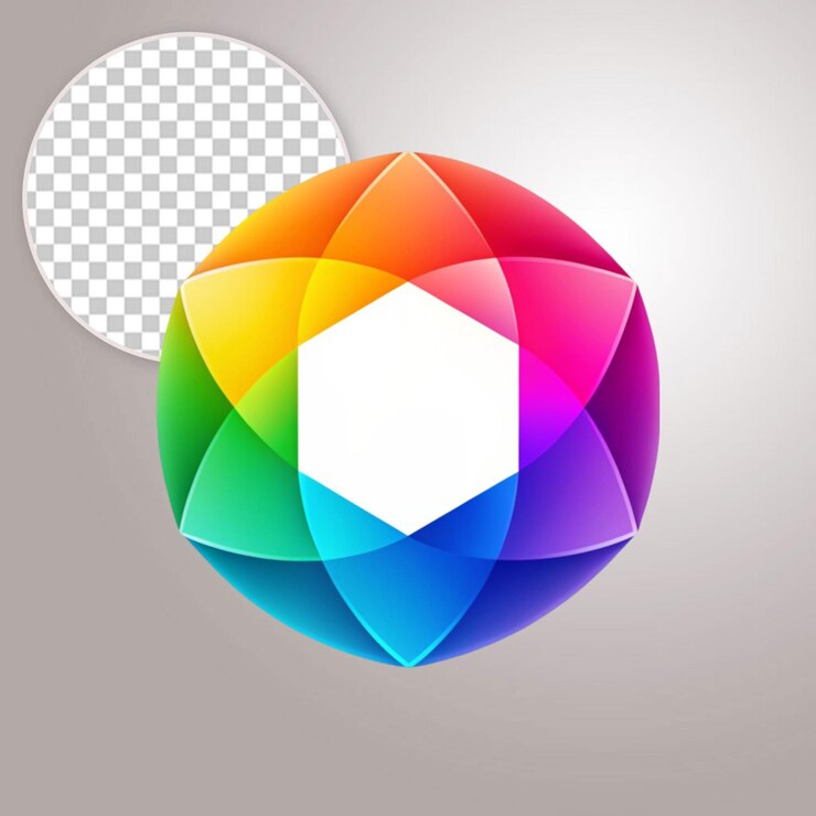 PSD logotipo un círculo una mezcla armoniosa de colores sobre un fondo transparente