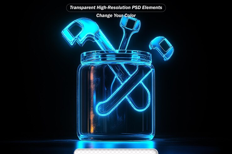 PSD logotipo de clave de seguridad digital azul con interfaz de tecnología de círculo de hud ui de rotación