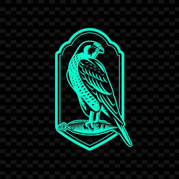 PSD logotipo del club de falconería medieval con peregrino y señuelo para diseños vectoriales tribales creativos de deco