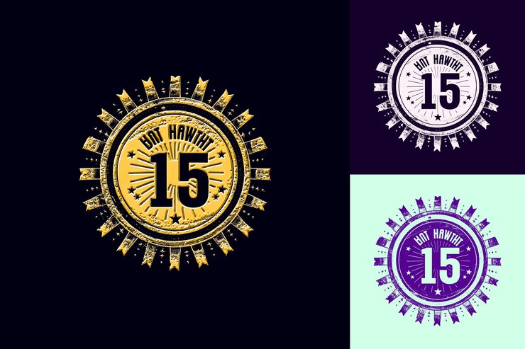 PSD un logotipo colorido con el número 15 en él