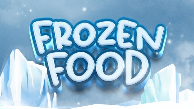 PSD logotipo de comida congelada con el título 'comida congelada'