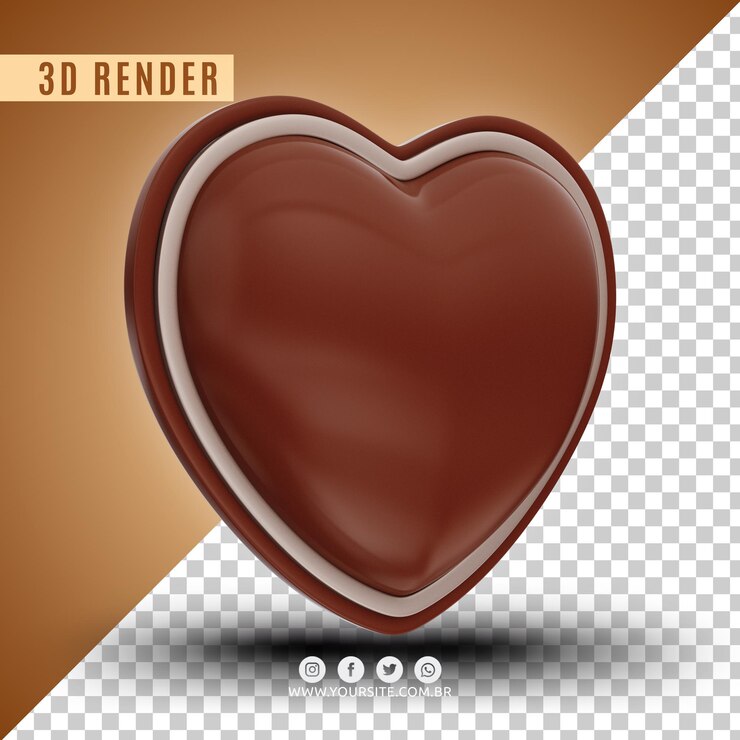 PSD logotipo de corazón de chocolate 3d premium psd