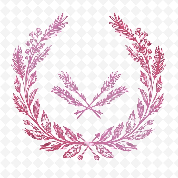 Logotipo de la corona de flores de lavanda con flechas decorativas y colecciones de diseño vectorial de hierbas naturales