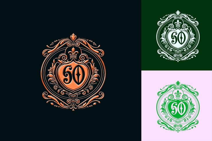 PSD logotipo de la cresta del 60 aniversario con un 60 estilizado en el centro colecciones de diseño abstracto vectorial