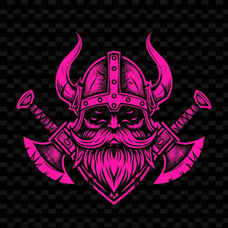 PSD logotipo de la cresta del guerrero vikingo con hachas y cascos con cuernos para diseños vectoriales tribales creativos de d