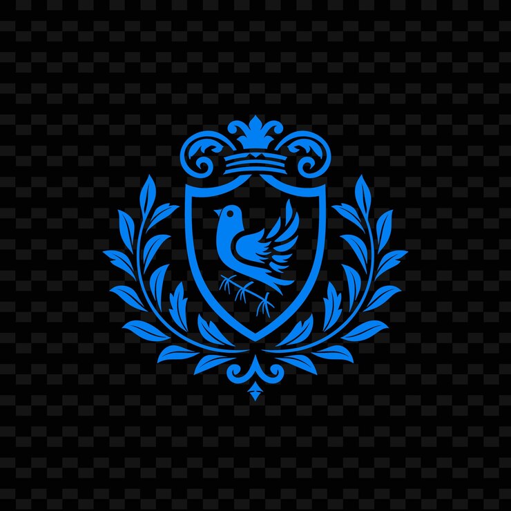 PSD logotipo de la cresta de la hoja de cilantro con escudo decorativo y un pájaro o nature herb vector design collections