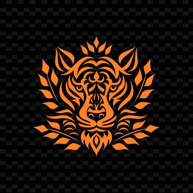 PSD logotipo de la cresta de la hoja de marjoram con diseño intrincado y colecciones de diseño vectorial de hierbas naturales de tiger gra