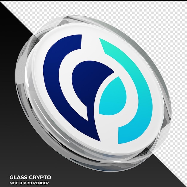 PSD un logotipo criptográfico de vidrio con un fondo blanco y negro