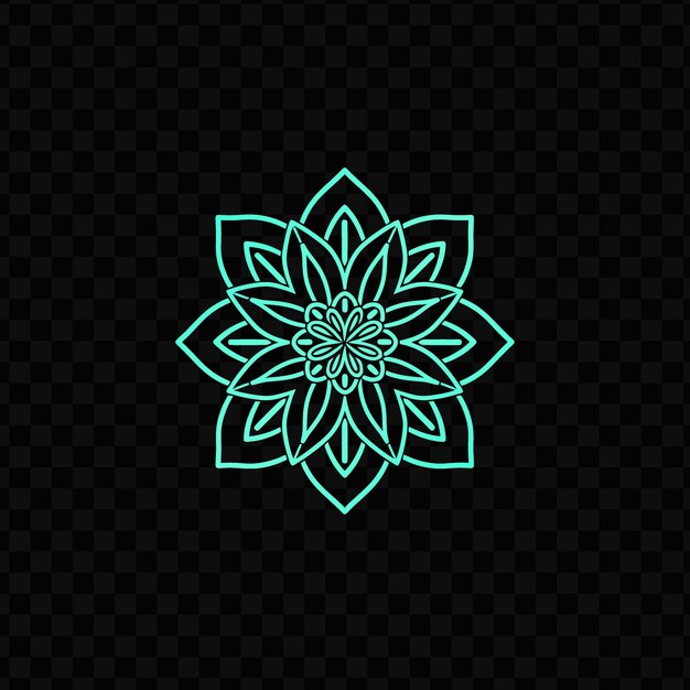 PSD logotipo de crisantemo minimalista con forma geométrica decorativa diseño vectorial psd creativo tatuaje cnc