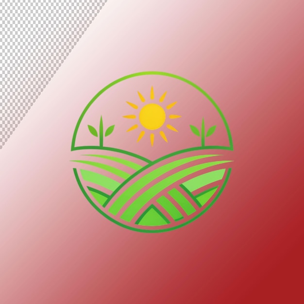 Logotipo da fazenda produto orgânico sol e verde em fundo transparente