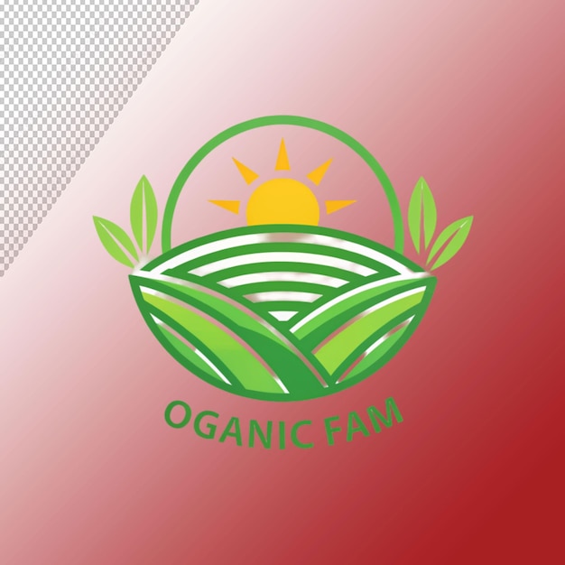Logotipo da fazenda produto orgânico sol e verde em fundo transparente