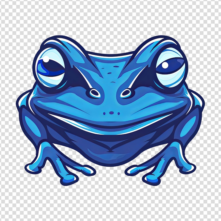 PSD logotipo da mascote da cabeça de sapo de dardo venenoso azul