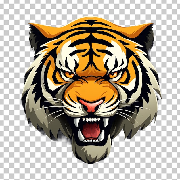 PSD logotipo da mascote de cabeça de tigre isolado em fundo transparente